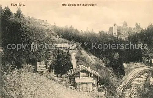 Montjoie Monschau Schlossruine mit Blockhaeusern Kat. Monschau