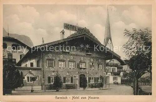 AK / Ansichtskarte Garmisch Partenkirchen Hotel zum Husaren Kat. Garmisch Partenkirchen