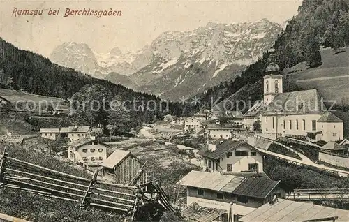 AK / Ansichtskarte Ramsau Berchtesgaden Ortsansicht mit Kirche Alpen Kat. Ramsau b.Berchtesgaden