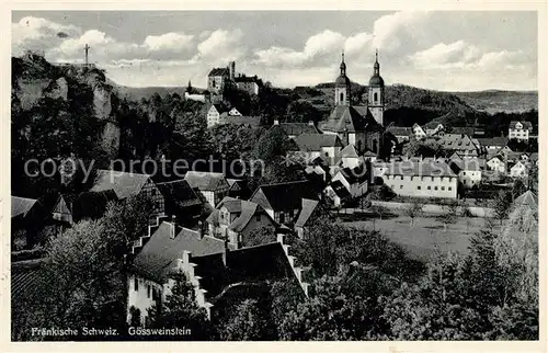 AK / Ansichtskarte Goessweinstein Ortsansicht mit Kirche und Schloss Fraenkische Schweiz Kat. Goessweinstein