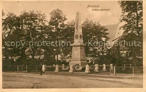 AK / Ansichtskarte Ansbach Mittelfranken Kriegerdenkmal Kat. Ansbach