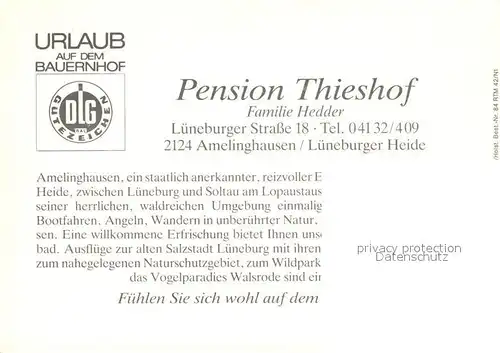 AK / Ansichtskarte Amelinghausen Lueneburger Heide Pension Thieshof Kat. Amelinghausen