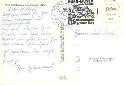 AK / Ansichtskarte Burghausen Salzach Fliegeraufnahme Kat. Burghausen
