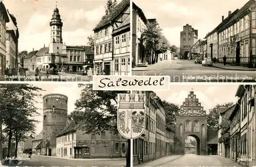 AK / Ansichtskarte Salzwedel Strasse der Jugend Altes Rathaus Neupervertor Am Karlsturm Steintor Kat. Salzwedel