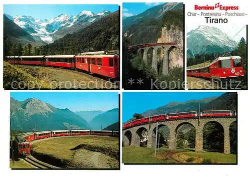 AK / Ansichtskarte Eisenbahn Bernina Express Morteratsch Landwasser Viadukt Alp Gruem  Kat. Eisenbahn
