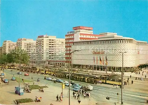 AK / Ansichtskarte Strassenbahn Leipzig Warenhaus Konsument am Bruehl Kat. Strassenbahn