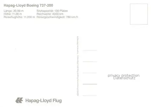 AK / Ansichtskarte Flugzeuge Zivil Hapag Lloyd Boeing 737 200 Kat. Airplanes Avions