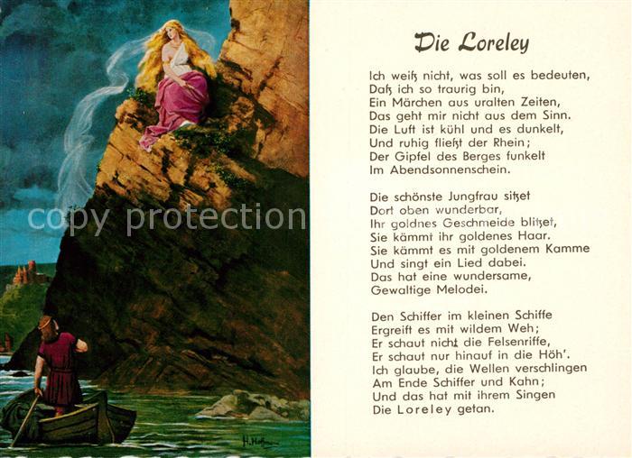 AK / Ansichtskarte Loreley Lorelei Gedicht Kuenstlerkarte H. Hoffmann