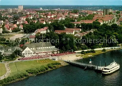 AK / Ansichtskarte Wedel Pinneberg Fliegeraufnahme Willkommhoeft Hamburger Hafen Schulauer Faehrhaus Kat. Wedel