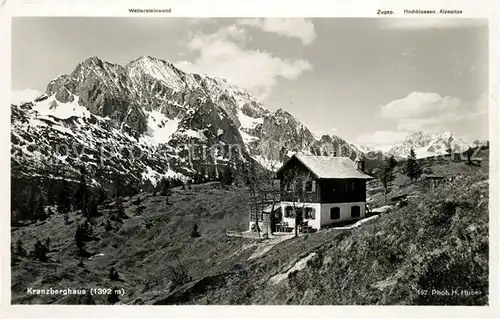 AK / Ansichtskarte Kranzberghaus mit Wettersteinwand und Zugspitze Kat. Schwaz