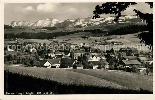 AK / Ansichtskarte Simmerberg Landschaftspanorama Alpen Kat. Weiler Simmerberg