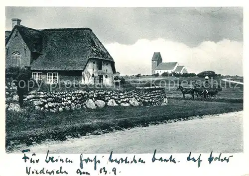 AK / Ansichtskarte Keitum Sylt Landschaftsmotiv Bauernhof Pferdewagen Kirche Kat. Sylt Ost