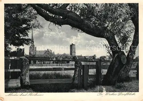 AK / Ansichtskarte Borkum Nordseebad Idyllischer Dorfblick Kirche Turm Alter Baum  Kat. Borkum