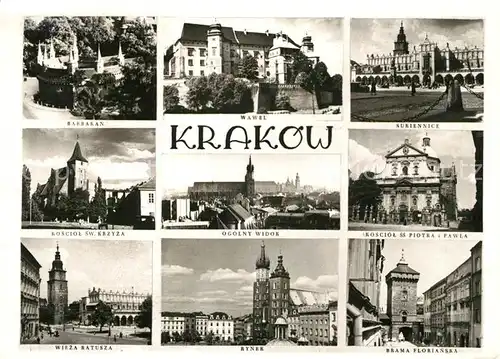 AK / Ansichtskarte Krakow Krakau Wawel Rynek Brama Florianska