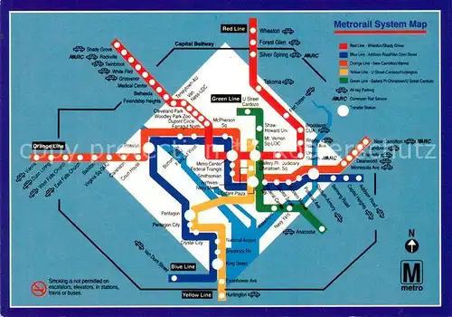 AK / Ansichtskarte Metro U Bahn Subway Underground Transit System Map Washington 