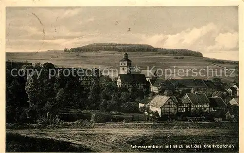 AK / Ansichtskarte Schwarzenborn Knuell Ortsansicht mit Kirche Blick auf das Knuellkoepfchen Knuellgebirge Kat. Schwarzenborn