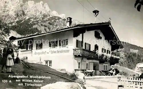 AK / Ansichtskarte Ellmau Tirol Alpengasthof Wochenbrunn am Wilden Kaiser mit Toerlspitzen Kat. Ellmau