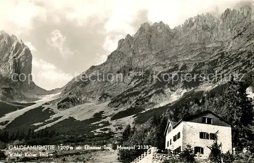AK / Ansichtskarte Ellmau Tirol Gaudeamushuette mit Ellmauer Tor Wilder Kaiser Kaisergebirge Kat. Ellmau