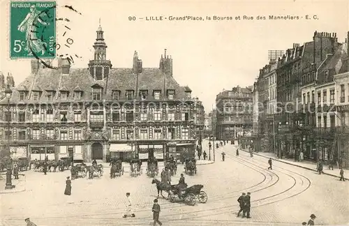 AK / Ansichtskarte Lille Nord Grande Place Bourse et Rue des Manneliers Kat. Lille