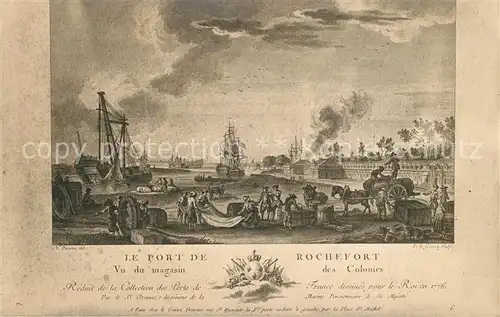 AK / Ansichtskarte Rochefort sur Mer Le Port vu du magasin des Colonies Dessin Kuenstlerkarte Kat. Rochefort Charente Maritime