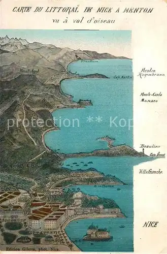 AK / Ansichtskarte Nice Alpes Maritimes Carte du Littoral de Nice a Menton Kat. Nice
