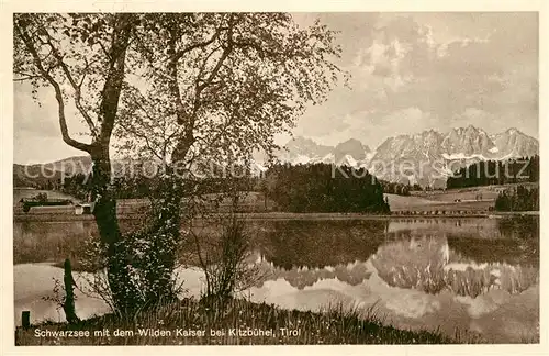 AK / Ansichtskarte Schwarzsee Tirol Panorama mit Wilden Kaiser Kaisergebirge Wasserspiegelung Kat. Kitzbuehel