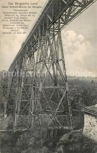 AK / Ansichtskarte Muengsten Kaiser Wilhelm Bruecke Bauwerk Bergisches Land Kat. Remscheid