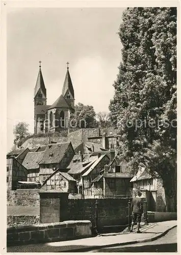 AK / Ansichtskarte Quedlinburg Stadtbild mit Schlosskirche Kat. Quedlinburg