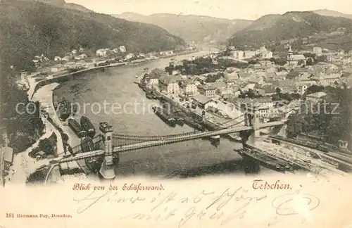AK / Ansichtskarte Tetschen Bodenbach Boehmen Blick von der Schaeferwand mit Elbepartie Kat. Decin