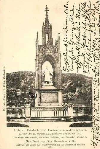 AK / Ansichtskarte Nassau Lahn Heinrich Friedrich Karl Freiherr von und zum Stein Denkmal Kat. Nassau