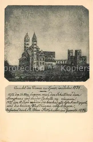 AK / Ansichtskarte Speyer Rhein Dom anno 1756 Zeichnung Kat. Speyer