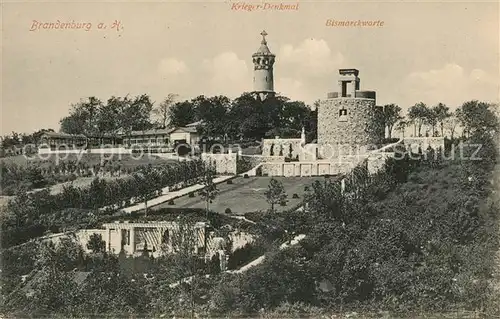 AK / Ansichtskarte Brandenburg Havel Krieger Denkmal Bismarckwarte Kat. Brandenburg