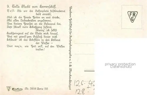 AK / Ansichtskarte Tell Wilhelm Flucht vom Herrenschiff Kuenstlerkarte Otto Peter Nr. 3906 Serie 158 Kat. Persoenlichkeiten
