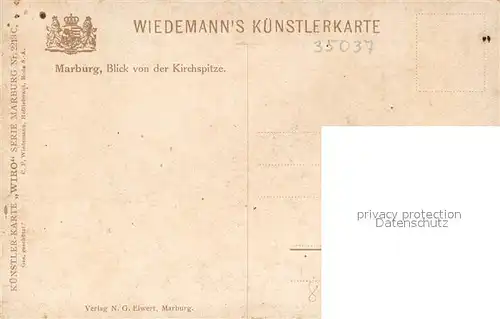 AK / Ansichtskarte Verlag Wiedemann WIRO Nr. 2213 C Marburg Blick von der Kirchspitze Kat. Verlage