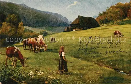 AK / Ansichtskarte Hoffmann Heinrich Weidende Herde Schwarzwald  Kat. Kuenstlerkarte