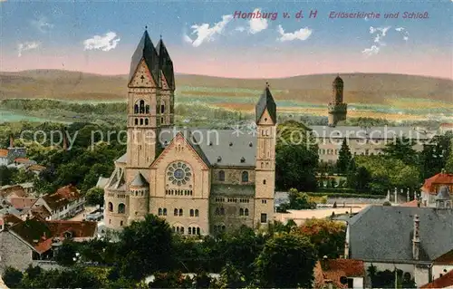 AK / Ansichtskarte Homburg Bad Erloeserkirche und Schloss Kat. Bad Homburg v.d. Hoehe