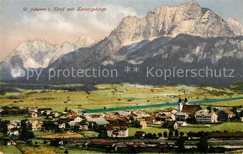 AK / Ansichtskarte St Johann Tirol Panorama mit Kaisergebirge Kat. St. Johann in Tirol