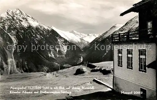 AK / Ansichtskarte Salzburg Oesterreich Alpengasthof Filzstein Wasserfall Krimmler Achental Dreiherrenspitze Alpenpanorama Kat. Salzburg