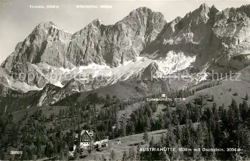 AK / Ansichtskarte Austriahuette Landschaftspanorama Dachsteingebirge Kat. Ramsau Dachstein