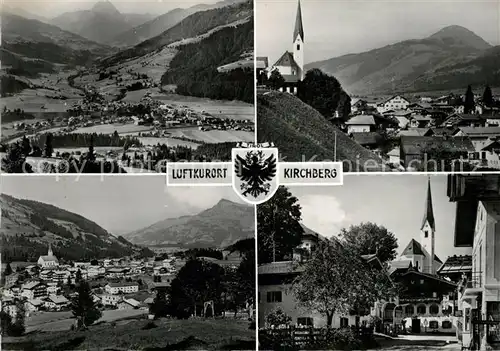 AK / Ansichtskarte Kirchberg Tirol Gesamtansicht mit Alpenpanorama Ortsmotiv mit Kirche Kat. Kirchberg in Tirol