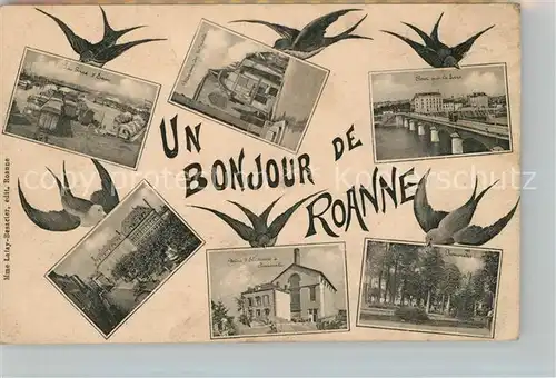 AK / Ansichtskarte Roanne Loire Souvenirs de la ville Briefschwalben Kat. Roanne