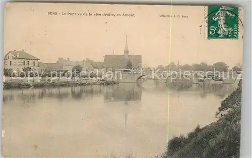 AK / Ansichtskarte Sens Yonne Le Pont vu de la rive droite en Amont