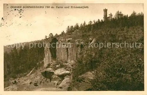 AK / Ansichtskarte Schneeberg Tschechien Turm und Truemmerfeld Kat. 