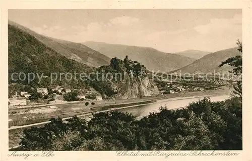 AK / Ansichtskarte Aussig Tschechien Elbetal mit Burgruine Schreckenstein Kat. Usti nad Labem