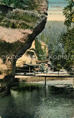 AK / Ansichtskarte Saechsische Schweiz Lamundsklamm Blockhaus Kat. Rathen Sachsen