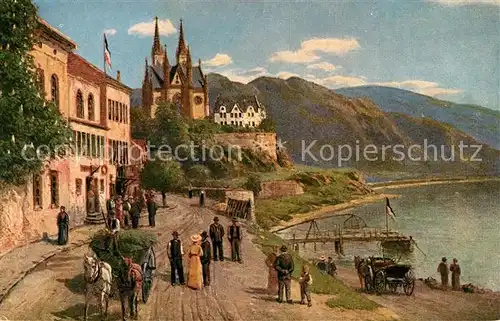 AK / Ansichtskarte Mosel Region Kirche Dorfstrasse Kuenstlerkarte Kat. Koblenz