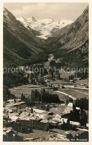 AK / Ansichtskarte Pontresina mit Rosegtal Gletscher Alpenpanorama Kat. Pontresina