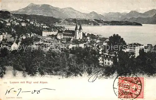 AK / Ansichtskarte Luzern LU Stadtpanorama Vierwaldstaettersee Rigi Alpen Kat. Luzern