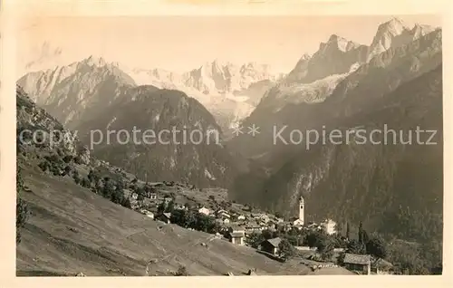 AK / Ansichtskarte Soglio Panorama mit Bondascagruppe Bergeller Alpen Kat. Soglio