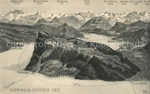 AK / Ansichtskarte Vierwaldstaettersee SZ und Umgebung Alpenpanorama aus der Vogelperspektive Kat. Brunnen